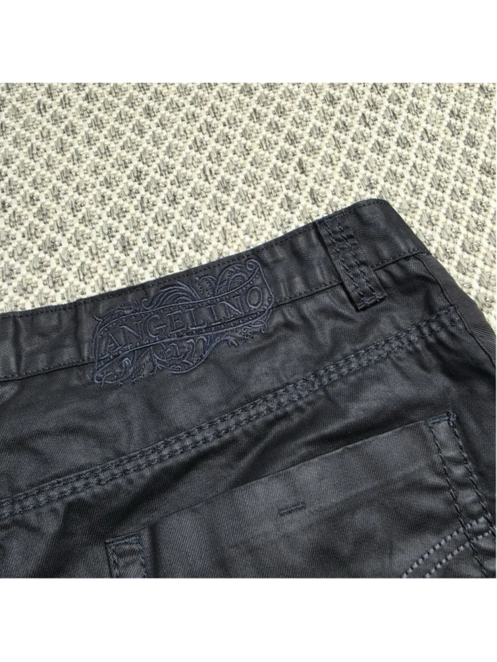 Angelino Jeans Black Waxed Coated Cotton Pants Men’s Size 42 x 33 Straight